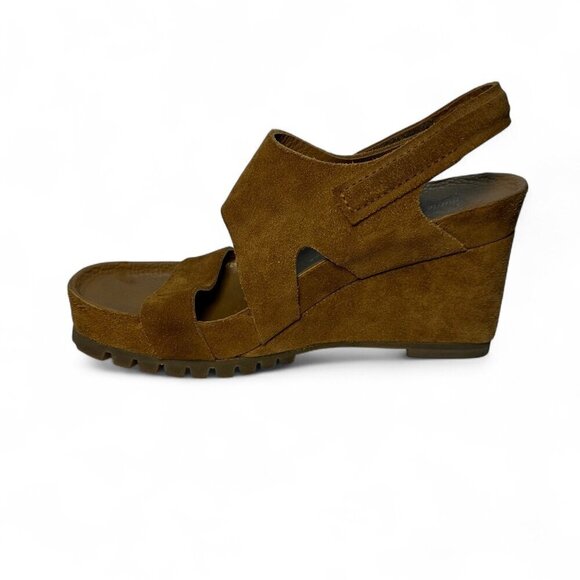PEDRO GARCIA Jouri Platform Suede Wedge Sandals, Tan, EU 37.5, NWOB - Picture 11 of 13
